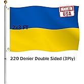 Hypoth Double Sided Ukraine Flag 2x3 FT Outdoor- UV Fade Resistant 3Ply Ukrainian National Flags Canvas Header with 2 Brass Grommets Easy to Rising