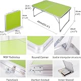Qimu Small Folding Table Lightweight Aluminum Green 60x40x26cm view 4
