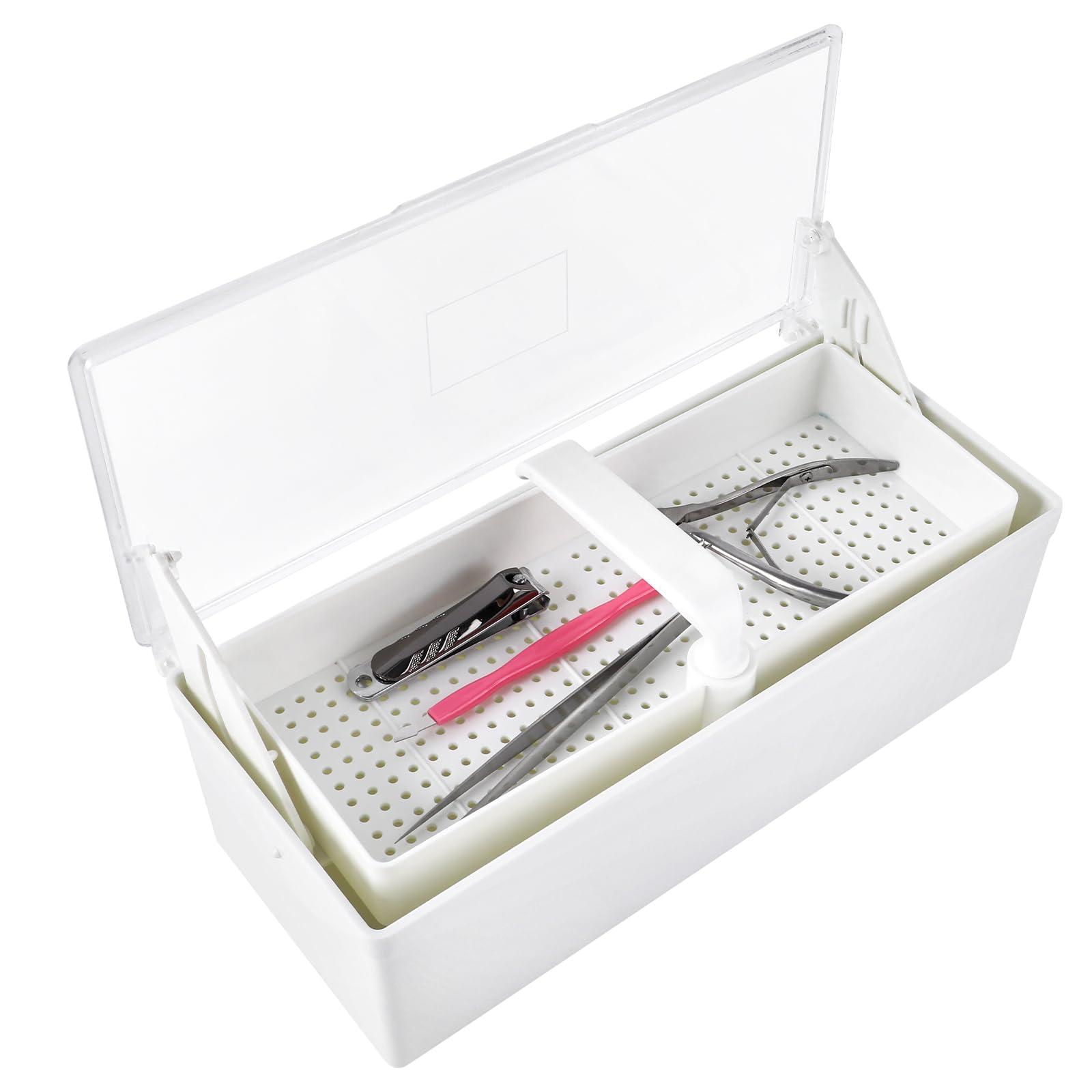 View 1 of **MISSING PART**
heemeei Nail Tool Sterilizer Box, Plastic Sterilizing Tray for Nail Art Tools, Portable Nail Sterilizer Machine, Disinfection Box for Tweezers, Hair Salons, Spas and Manicure Equipment (White)
