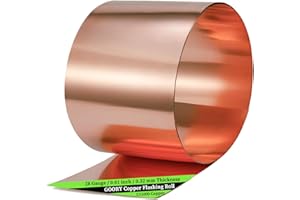 GOORY Copper Flashing 28 Gauge - 12in x 10ft 0.013"(0.32mm) Thickness Roof Flashing Roll - 99.95+% Pure Copper Sheet Metal ASTM B152 - Roofing Repair DIY Project Contractor Jewelry Crafts