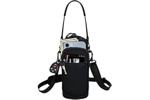 Bstge Water Bottle Holder with Strap, Water Bottle Carrier Bag with Phone Pocket, Shoulder Hand Strap Insulated Neoprene 32/40 oz Water Bottle Sleeve for Walking Hiking Camping Gym