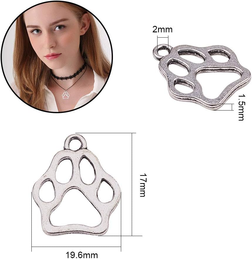 PH PandaHall 150pcs Paw Print Charms 0.78 Inch Cute Dog Charms Paw Pendants Custom Pet ID Tag Pet Themed Crafts for Bracelet Necklace Keychain Bag Charm Dog Collar Jewellery Making - Image 3