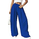 SweatyRocks Women's Barrel Pants Wide Leg High Waist Baggy Sweatpants Elastic Oversized Athletic Joggers Trousers