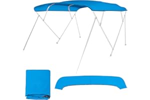 EAST CAPTAIN 4 Bow Bimini Top Replacement Cover Waterproof 600D Sun Shade Boat Canopy with Storage Boot,Blue/Gray 54''-103''W x 96''L x 54''H