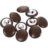 HARFINGTON 25pcs PU Leather Covered Buttons 15mm Diameter Round Aluminum Shank Craft Replacement Sewing Buttons for Clothing Decoration DIY Accessories, Brown