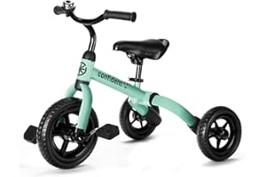 Ancaixin 3 in 1 Toddler Tricycles for 2-5 Years Old Boys and Girls with Detachable Pedal and Bell, Foldable Baby Balance Bike Riding Toys for 2+ Kids, Child Birthday Christmas New Year Gift Green