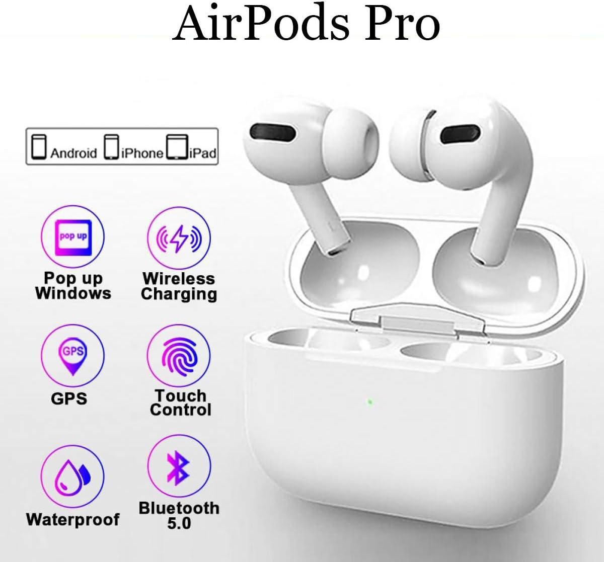 Bluetooth Headphones, Bluetooth Noise Cancelling Headphones for HD Microphones, Binaural In-Ear Sports Headphones with Portable Charging Case, Compatible with Apple Airpods Android/iPhone
