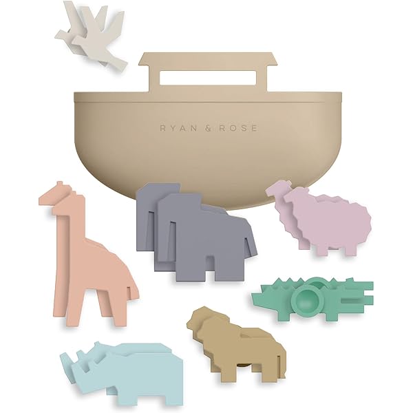 Amazon.com: Mud Pie Noahs Ark Bath Stickable Set : Home