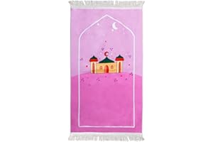 SKATTOOTH Kids Prayer Rug, Prayer Mat Padded, Cartoon Praying Rug for Children Gift, Ramadan Gifts (Pink 2)
