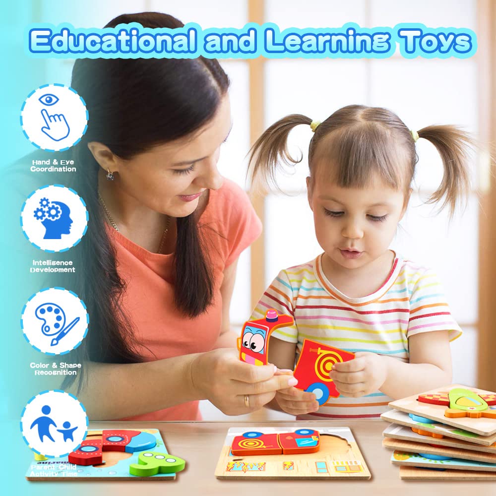 Toddler Toys Wooden Puzzles for Toddlers 1 2 3 Year Old Boys Girls