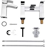 Funime Waterfall Basin Bath Taps Set Chrome Brass Sink Mixer Monobloc Double view 8