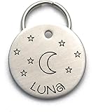 Moon and Stars Dog ID Tag - Unique Custom Handmade Pet Tag
