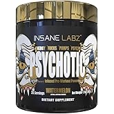 Insane Labz Psychotic Gold, High Stimulant Pre Workout Powder, Extreme Lasting Energy Focus, Pumps and Endurance with Beta Alanine, DMAE Bitartrate, NO Booster (35 Servings, Watermelon)