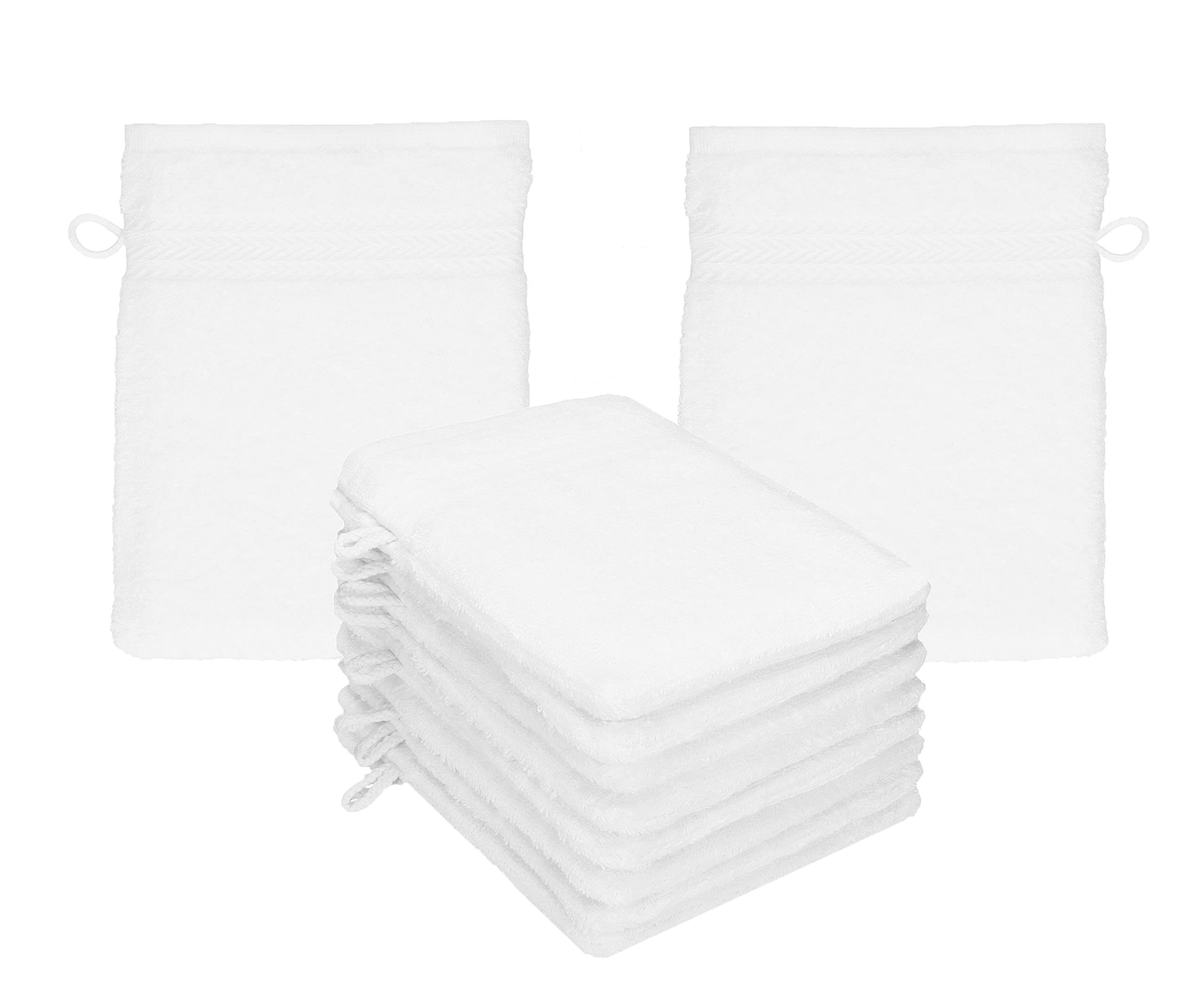 Betz PREMIUM Wash Gloves 10-piece set - terry flannels for face cleaning - made of 100% cotton - baby wash mitt colour white