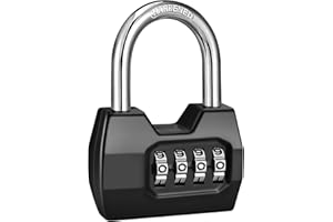1 Pack disecu 4-Digit Combination Lock, Waterproof Outdoor Padlock for School Gym Locker, Fence, Gate, Shed, Storage Unit (Black)
