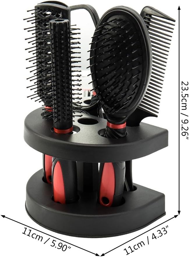 5pcs Hair Care Brush Set Pro Detangle Hair Brush Women Ladies Hair Care Massage Brush with Mirror and Holder Hair Styling Tools Adults & Kids (Red) - Image 5