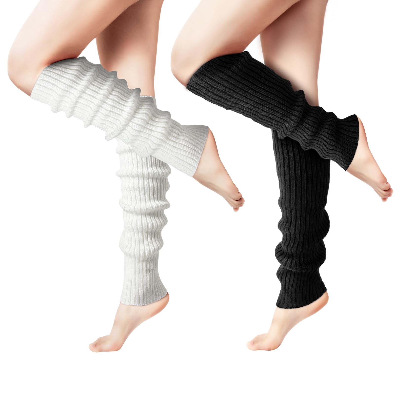 Photo 1 of Clothirily Leg Warmers - Fashion Leg Warmers for Women, Ribbed Knit Leg Warmer 80s, Long Leg Warmer Socks Sports Party Yoga Accessories, 2 Pairs