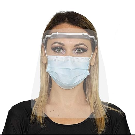 Motopack ORFSN07 175 Micron Disposable Face Shield with Adjustable Elastic Strap Anti-Splash Single Use Protective Facial Cover Transparent Full Face Visor with Eye & Head Protection (1 PC)