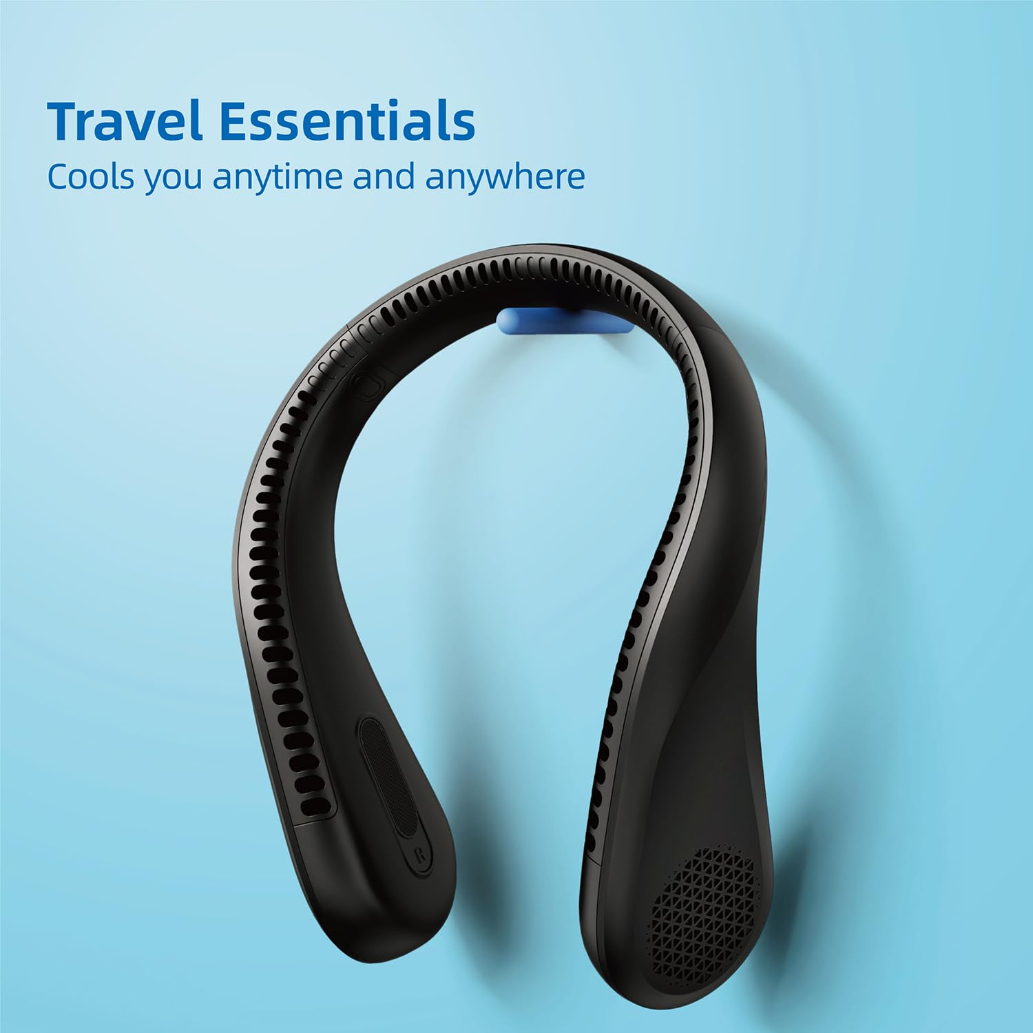 Neck Fan, 5000mAh Portable Personal Fan, Hands-Free Bladeless Fan, Wearable Fan, 3 Speeds, Strong Airflow, Cooling Fan for Travel, Outdoor, Indoor, Black