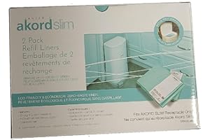Janibell Akord Slim Diaper Pail Refill Liners, 2 Count, Scented & Stretch-Resistant, Holds Up to 288 Adult Briefs per Roll, Fits Akord Slim System, Easy Cut & Tie, Odor Control, Pack of 1