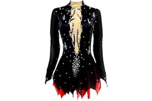 LIUHUO Black Red Figure Skating Costumes - Custom Made Skating Skirts & Long Sleeve Ladies' Costumes