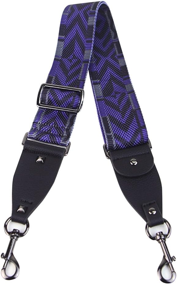 Symuitrc 2" Wide Purse Strap Replacement Guitar Style Rainbow Canvas Crossbody Bag Straps for Handbags