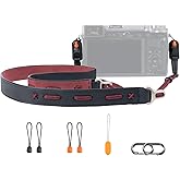 PGYTECH Camera Shoulder Strap Slim Vintage Style, Adjustable 32.2-53.5in Quick Release Retro Leather Neck Strap for Compact Camera/Mirrorless/Smartphone for Travel/Street Photography, Midnight Black