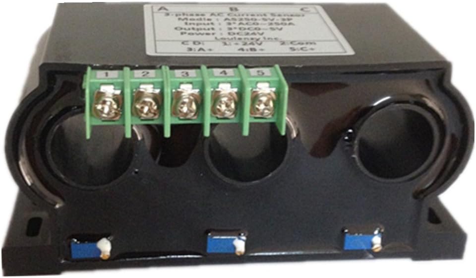 Loulensy 3-phase AC Current Sensor Transducer Transformer Transmitter with 3 Element 0-200A AC Output 0-5V DC