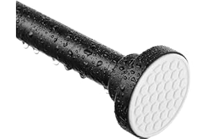 SISELBA Black Shower Curtain Rod 42-73", 1" Dia Stainless Steel Shower Rod-No Drilling, Non-Rust, No Slip Expandable Adjustable Spring Tension Rod, Shower Curtain Tension Rod for Bathrooms or Windows