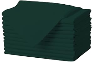 Gee Di Moda Cloth Napkins - 17 x 17 Inch Hunter Green Dinner Napkins - Set of 12 Soft & Absorbent Washable Fabric Cloth Table Napkins with Hemmed Edges for Hotel Restaurant, Holiday Parties & Wedding