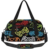 Gym Travel Duffle Bag for Boys - Kids Overnighter Weekend Bag with Front Zipper Pocket for School Practice, Video Games Teens Carry-On Size Sleepover Bags