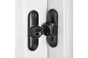 INIRET 2 Packs Black Barn Door Latches,90/180 Degree Gate Lock,Flip Gate Latches Hardware,Zinc Alloy Right Angle Door Lock Latch,Door Security Sliding Door Latch Lock for Cabinets,Bathroom.