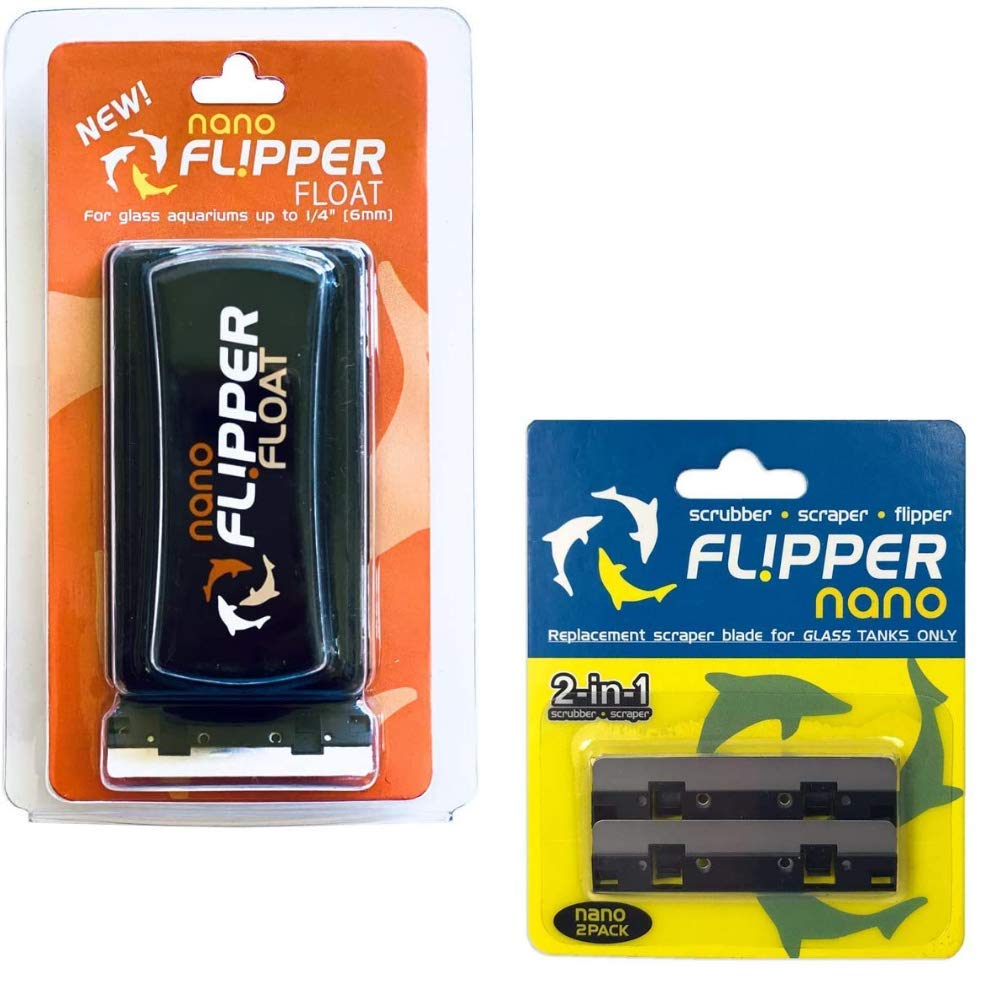 Flipper Cleaner Float - 2-in-1 Floating Magnetic Aquarium Glass Cleaner & Flipper Nano Aquarium Scraper Replacement Blades