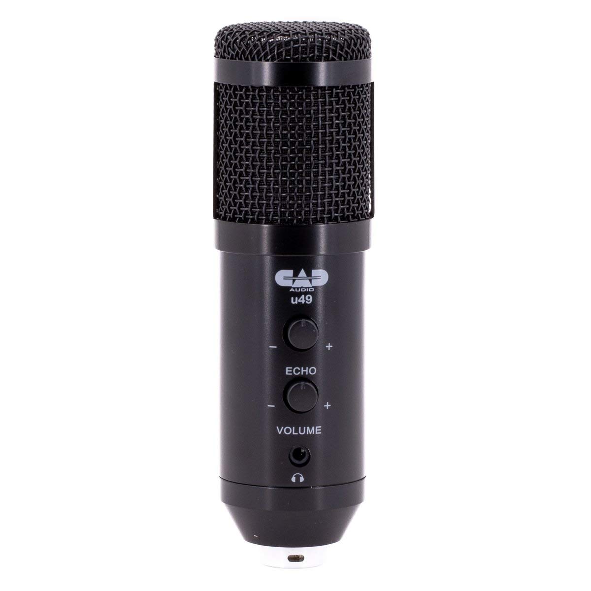 CAD AUDIO, U49 USB large diaphragm condenser microphone (characteristic: cardioid, 20 Hz - 20 kHz, integrated A/D converter, for MAC or PC, incl: USB cable, windscreen, clamp and table stand), black