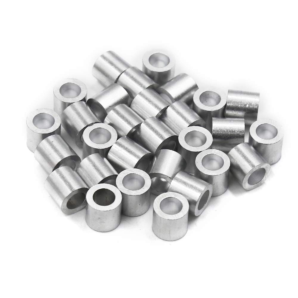 TUOREN 1/4'' Aluminum Cable Stops Sleeves for Wire Rope Swage Clip