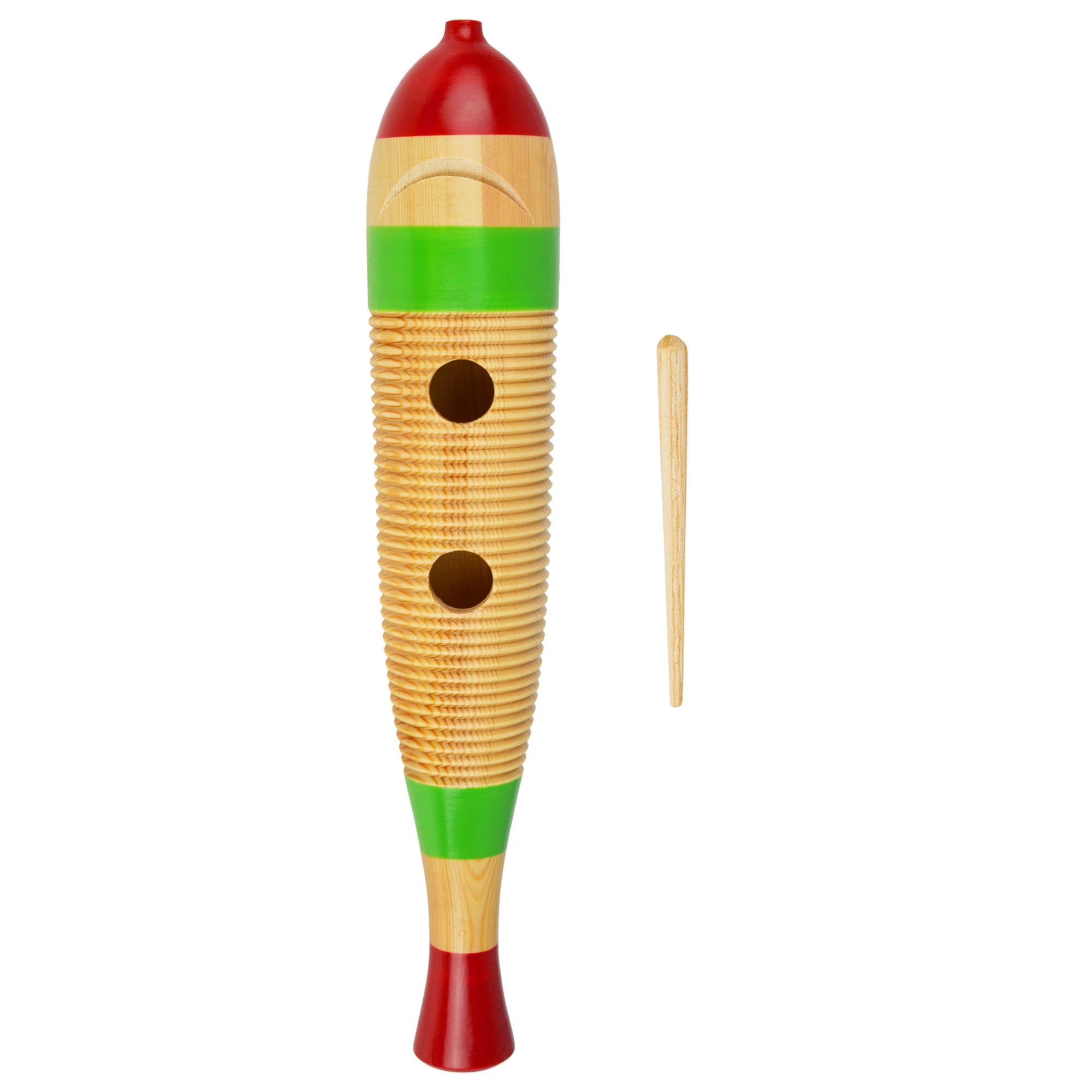 A-Star AP4122 Wooden Large Fish Shape Guiro Scraper with Beater, School Percussion Instrument, Brown