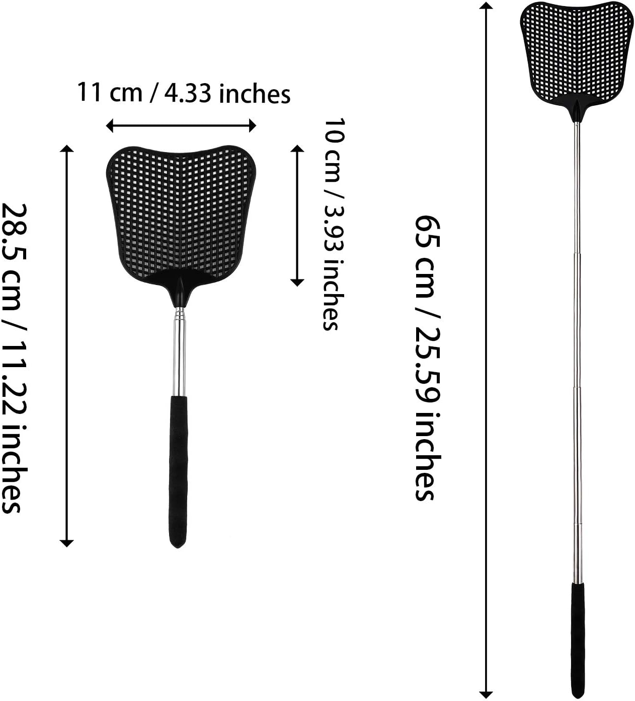 ADXCO 3 Pieces Retractable Fly Swatter Tainless Steel Fly Swatter with