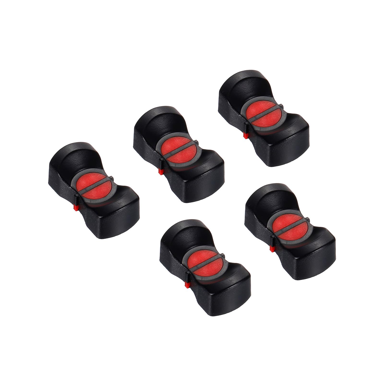 PATIKIL Console Mixer Slider Fader Knob Cap Touch Sensitive Slider Insert Shaft 24.5x12x9mm ABS Black Red for Potentiometer Pack of 5