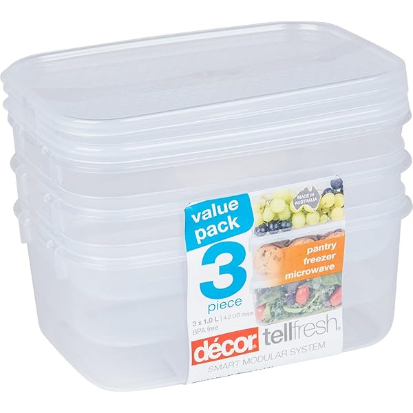 Decor Oblong Tell Fresh Food Storage Container 1l Pack Of 3