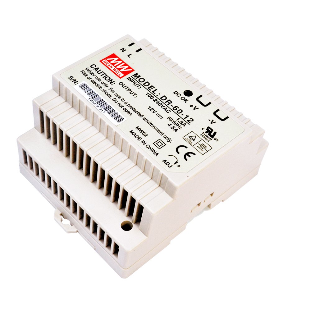 Mean Well DR-60-12 AC to DC DIN-Rail Switching Power Supply, 12VDC, 4 ...