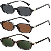 YMRFW Retro Rectangular Sunglasses for Women Narrow Trendy Small 90s Style Square Frame UV Protection Sun Glasses