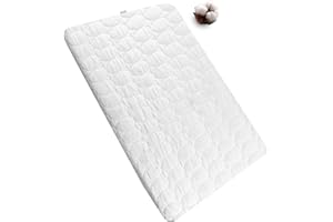 Bamuho Waterproof Pack and Play Sheets Fitted Quilted, 100% Cotton Pack and Play Mattress Protector, Fits Graco Pack n Play, Baby Portable Mini Cribs, Duck Egg Pattern Quilted - 39" x 27"