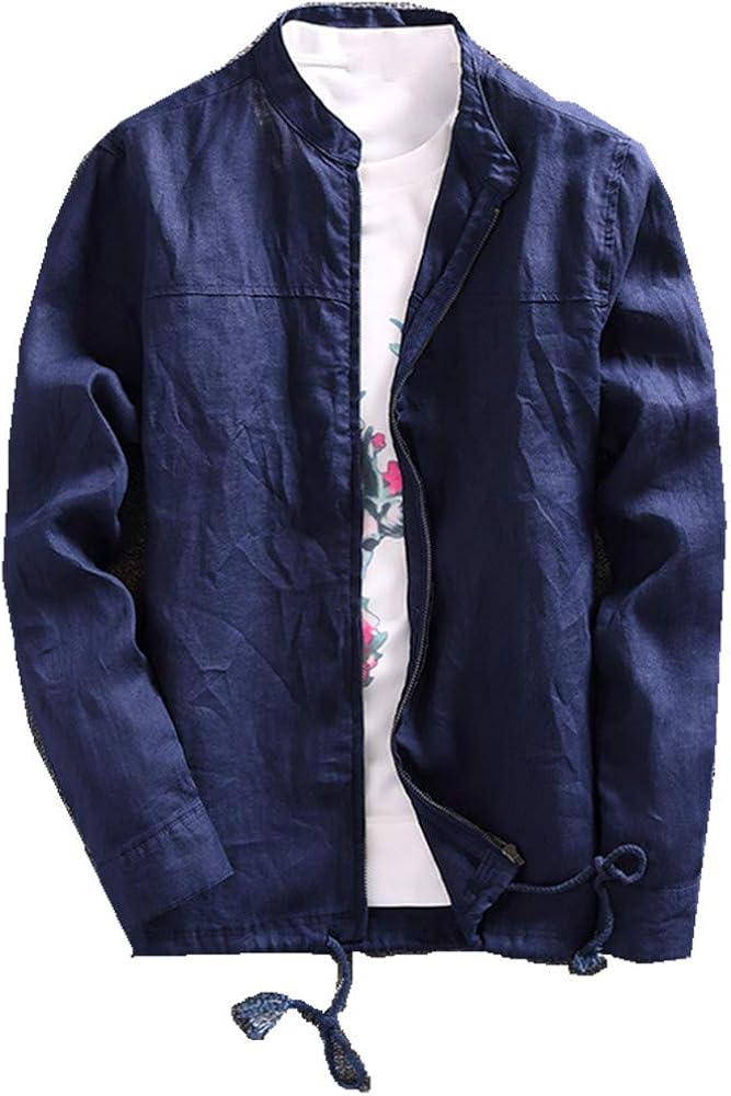 NOBRAND Men's Linen Jacket Coat Loose Casual Breathable Linen Jacket