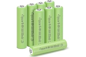 TOPUSSE 8 Pack Rechargeble 1.2V Ni-MH AAA Batteries, Long-Lasting Triple A Size Nimh Battery 800mAh for Outdoor Solar Lights