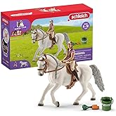 Schleich Horse Club Lipizzaner Mare Horse and Rider Figurine Playset - Realistic Rider and Horse with Feed Bucket, Saddle, an