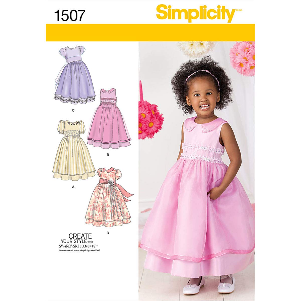 Simplicity Sewing Pattern 1507: Toddlers' and Child's Special Occasion Dress, Size, Paper, White, AA (1/2-1-2-3)