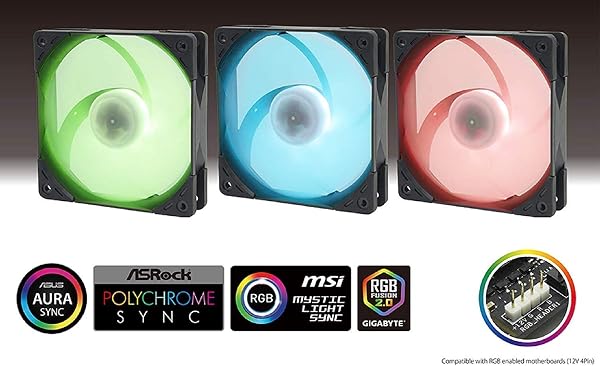 KAZE FLEX 120 HIGH AIR FLOW PC CASE FAN, FLUID DYNAMIC BEARING,120MM X 25MM (RGB EDITION, PWN 4-PIN, 1200RPM)