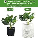 Tenn Well 30cm Plant Pot Basket with Liner Black and White Cotton Indoor view 2