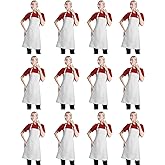 TSD STORY 12 Pcs Bib Bulk White Aprons for Women Men Adult Girls Unisex with 2 Pockets, Baking Cooking Kitchen Painting Apron (White,12 pcs)