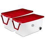 Sterilite 2 Pack Wheeled Storage Box, Large Clear